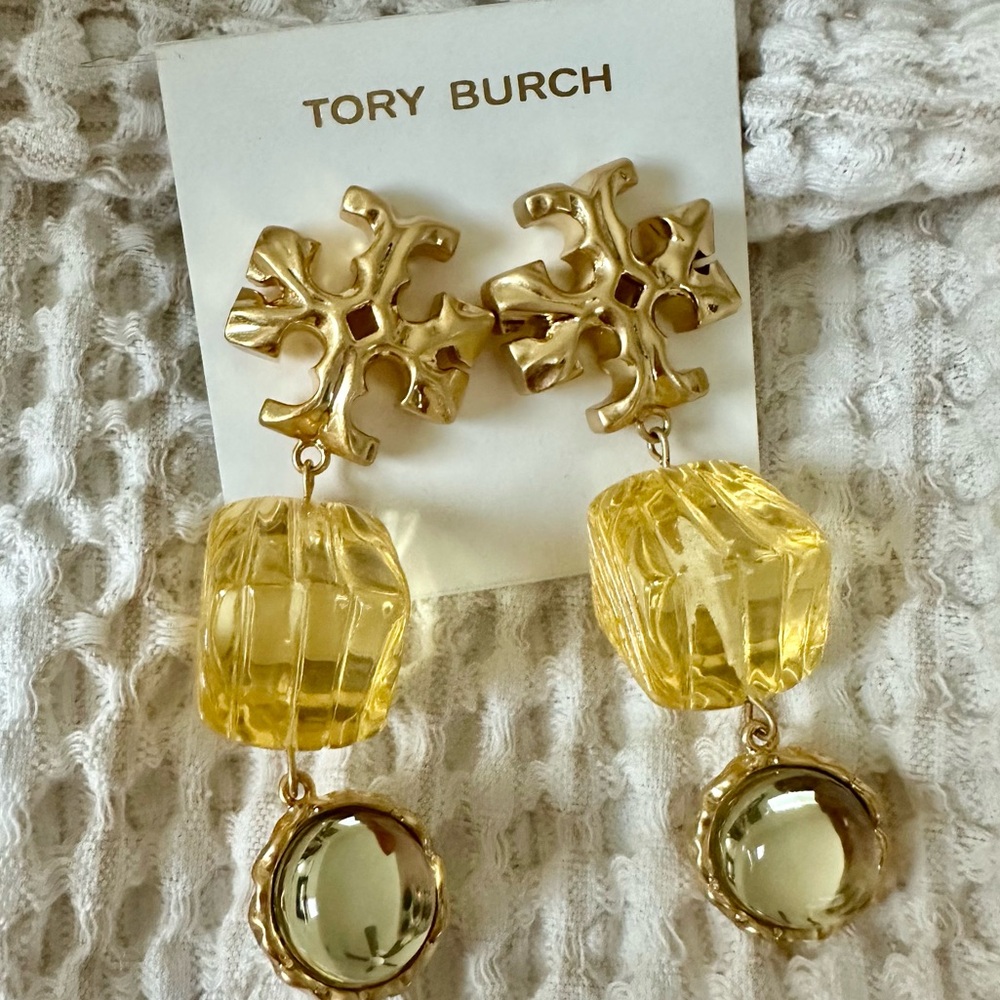 Beautiful Tory Burch Gold and Yellow Geometric Earrings